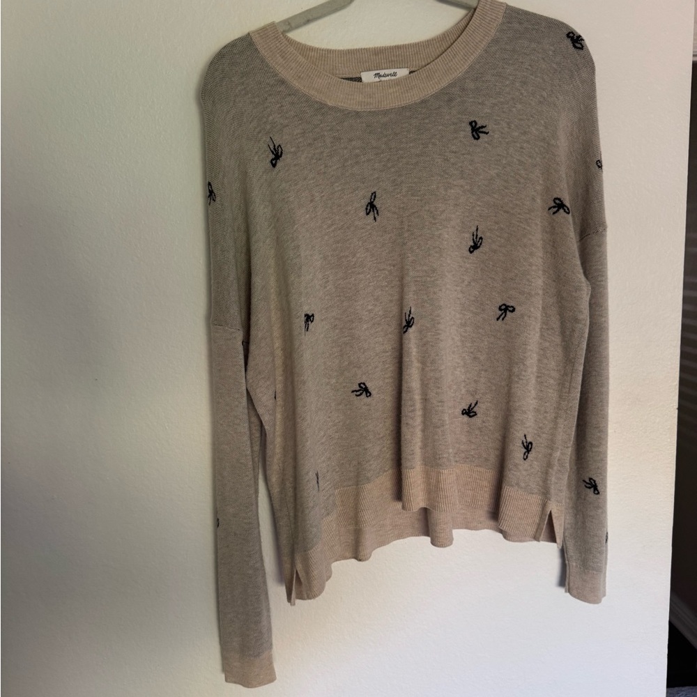 Madewell Light Brown Sweater with Black Embroidery